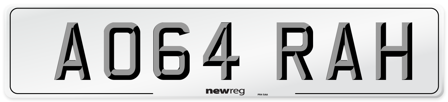 AO64 RAH Number Plate from New Reg